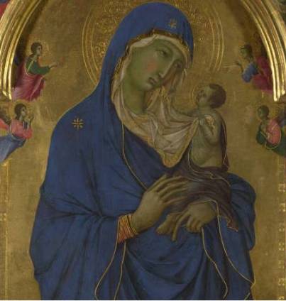 Madonna and Child with Saints Dominic and Aurea  (ca. 1312-1315) (Duccio) (fl. 1278-1319) The National Gallery, London, NGl566